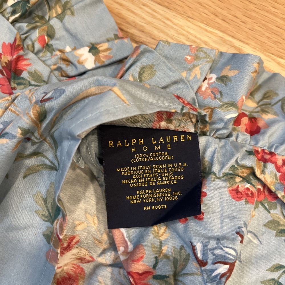 Ralph Lauren Home 26"x26" Euro Sham Yvette Floral Blue Italy Cotton Floral - Picture 3 of 4